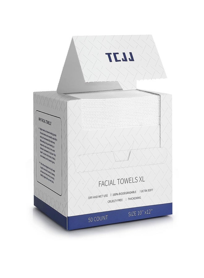 TCJJ Disposable Face Towels, Clean Face Towels, Ultra Soft Facial Tissues, Makeup Remover Dry Wipes for Baby and Women Sensitive Skin Cleansing, 10"×12" Extra Large Faces Cloths, 50 Ct /1 Pack - Image 1
